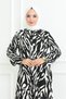 Zebra Pattern Hijab Dress Black - 5