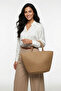 Women's Camel Straw Large Size Beach Bag |   Sim Detailed Beach and Daily Model - 2