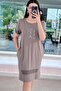 Mesh Detail Washed Cotton Fabric Dress 6Y336 - 3