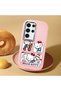 Samsung Galaxy S24 Ultra Compatible Case with Camera Protector Pink Silicone Couple Phone Case with Kitty Pattern - 2