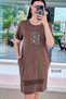 Mesh Detail Washed Cotton Fabric Dress 6Y336 - 4