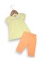 Baby Girl Floral Printed Green Blouse with Orange Capri Leggings 3-6-9-12-18-24 Months 2-Piece Top and Bottom Set - 2
