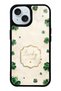 iPhone 15 Ivory Lucky Clover Design Glossy Phone Case