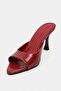 Fenrir Red Rustic Patterned Pointed Toe Women's Thin Heeled Slippers - 6
