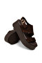 Women's Genuine Suede Brown Sandals - 4