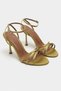 Ava Green Satin Cross Detail Ankle Strap Women's Heeled Shoes - 4