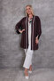 Plus Size Trendy and Stylish Two-Piece Set White Ribbed Tunic Floral Print Long Sleeve Women's Tunic - 5