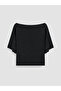 Xside Black Boat Neck Women's T-Shirt - 7