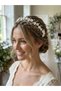 Handmade Polymer Clay Bridal Crown - White Glitter Floral Pearl Hair Accessory |   Bridal Hair Vine with Ribbons & Buckle - 2