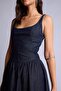 100% Cotton A-Line Strappy Indigo Midi Jean Dress I2373Ax26Hs - 4