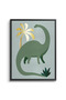 Green Dinosaur Kids Wall Art | Portrait Framed Canvas Print with Gold Foil Embossed | Luxury Modern Decor for Kids Room - 2