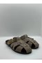 Luna Mink Suede Belt Detailed Gold Buckle Flat Sole Summer Comfortable Women's Slippers - 3