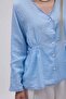 Pile Detailed V-Neck Shirt Blue - 3