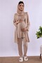 Effortt - Comfortable Cut Maternity Pajama Set with Hijab and Robe - Beige - 2