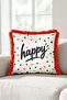 Happy Polka Dot Confetti Fringed Pillowcase - Cheerful Children's Room Red Tassel Throw Pillow Cover - 2
