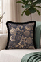 Vintage Fringed Pillowcase with Floral Motifs - Butterfly Themed Black Tassel Throw Pillow Cover - 45X45Cm