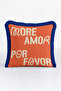 More Amor Typographic Fringed Pillowcase - Romantic Orange Navy Blue Tassel Throw Pillow Cover - 3
