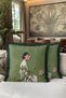 Botanical Woman Figure Floral Fringe Pillowcase-Artistic Floral Green Black Tassel Throw Pillow Cover