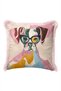 Pop Art Dog Figured Colorful Fringed Pillowcase-Artistic Bohemian Cream Pink Tassel Throw Pillow Cover - 4