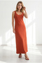 Women's Tile Strap Midi Cotton Bell Dress Elb-19002444 - 2