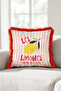 Lemon Striped Mediterranean Fringed Pillowcase - Fruit Retro Pink Yellow Red Tassel Throw Pillow Cover - 2