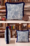 Floral Patterned Elegant Fringed Pillowcase - Botanical Bohemian Gray Blue Navy Blue Tassel Throw Pillow Cover - 6