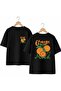 Orange Mood Back and Front Chest Printed 100% Cotton Oversize Loose Regular Fit Crew Neck T-Shirt