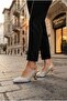 133-440 Stone Embellished 7 cm Heel Height Open Back Women's Shoes - 6