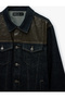 Cotton Covered Pockets Faux Leather Detailed Buttoned Shirt Collar Jean Jacket - 7