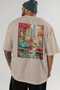 New York 2 Beige Oversize Country City Back Printed Unisex T-Shirt 100% Cotton Premium - 5