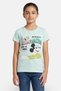 Kids Girl Crew Neck Short Sleeve Mickey And Friends Print T-Shirt, Mint