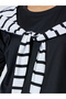 Black Striped Overlay Oversized Knit Top - 4