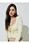 Yellow Long Sleeve Shirred Tie-Front Top