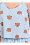 Blue Teddy Print Cami And Pyjama Set - 4