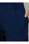 Navy Blue Solid Mid Rise Pants - 3