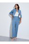 Oversize Fit Long Length Shirt With Shirt Collar And Wide Leg Pants Modest Set