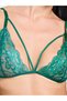 Green Pack Of 3 - Floral Lace Bralette, Thong And Suspender Lingerie Set - 3