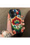 iPhone 17 Compatible Silicone Edge Hard Back Case Couple Phone Case with Floral Pattern - 3