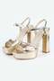 Women's Gold Platform High Heel Shoes - 4