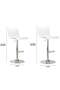 2PCS Bar Stool Pub Chair Bar Chair High Back 360 Swivel Adjustable Stool With Back Rest Footrest Easy Clean For Kitchen Counter Home Dining PP Plastic White Chairs - 7