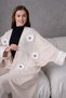 Women's Floral Embroidered Linen Kimono Top and Bottom Set - 7
