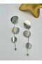 Special Series Circle Detail Dangle Brass Plated Earrings Gold - 3
