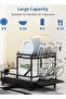 Dish Drying Rack, Multifunctional Dish Rack, Rustproof Kitchen Dish Drying Rack with Drainboard, Space-Saving 2-Tier Dish Drying Rack with a Large Capacity for Kitchen Counter Black - 5