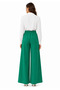 Elastic Waist Women's Green Trousers with Wide Legs and Non-See-Through Fabric - Women's Hijab Fabric Trousers - 2