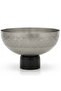 Luhpar Brushed Silver Stainless Steel Candy Bowl with Black Wooden Base - 18×26 cm