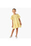 Round Neck Short Sleeves A-line Dress with Schiffli Detail - 2
