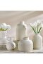 Roa Ceramic Ribbed Decor Vase 12.5x12.5x20cm - Beige - 4