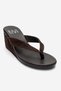 Pryon Brown Suede Genuine Leather Women's Flip-Flop Wedge Heeled Slippers - 3