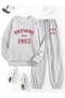Unisex Men Women Awesome 1983 Printed 3 Thread Crew Neck Sweatpants Set