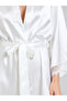 White 3/4 Sleeve Satin Robe - 3